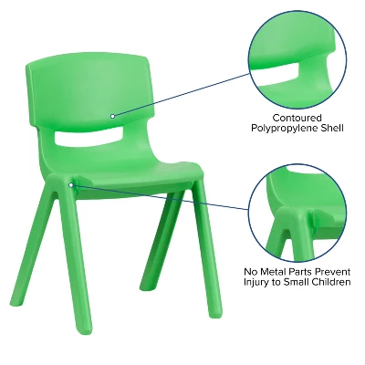 Emma And Oliver 2 Pack Plastic Stackable School Chair With 15.5"H Seat 4 Emma And Oliver 2 Pack Plastic Stackable School Chair With 15.5"H Seat - Image 2