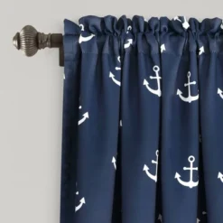 Children Furniture Store 38 52"x63" Anchor Room Darkening Window Curtain Panels Navy - Lush Décor