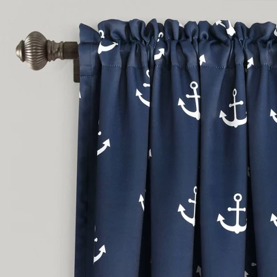 52"x63" Anchor Room Darkening Window Curtain Panels Navy - Lush Décor 3 52"x63" Anchor Room Darkening Window Curtain Panels Navy - Lush Décor
