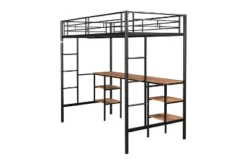 Metal Twin Size Low Loft Bed With Storage Shelf And Table, Black - ModernLuxe 17 Metal Twin Size Low Loft Bed With Storage Shelf And Table, Black - ModernLuxe -Children Furniture Store GUEST 02f62bd5 b024 446e 8974 db37cbca8f34