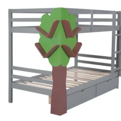 Twin-Over-Twin Bunk Bed With A Tree Decor And Two Storage Drawers-ModernLuxe 21 Twin-Over-Twin Bunk Bed With A Tree Decor And Two Storage Drawers-ModernLuxe -Children Furniture Store GUEST 03cd6975 5f79 4ee5 b04d 823772e42455