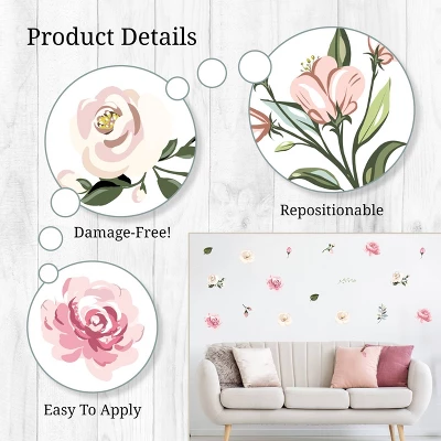 Pastel Floral Wall Decor - Decalcomania 4 Pastel Floral Wall Decor - Decalcomania - Image 2