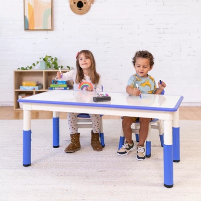 ECR4Kids Rectangle Dry-Erase Activity Table With 2 Adjustable Chairs, 3-Piece 5 ECR4Kids Rectangle Dry-Erase Activity Table With 2 Adjustable Chairs, 3-Piece - Image 3