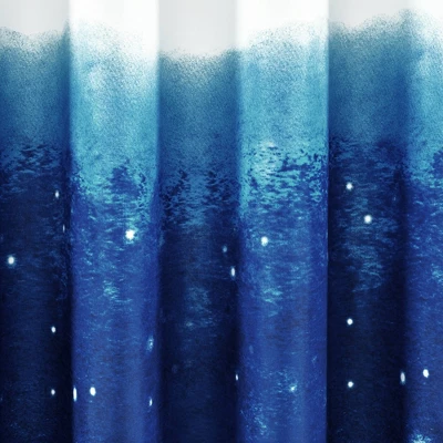 52"x84" Kids' Make A Wish Space Star Ombre Window Curtain Panels Navy/White Set - Lush Décor 4 52"x84" Kids' Make A Wish Space Star Ombre Window Curtain Panels Navy/White Set - Lush Décor - Image 2
