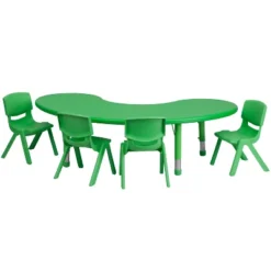 Flash Furniture 35"W X 65"L Half-Moon Plastic Height Adjustable Activity Table Set With 4 Chairs 9 Flash Furniture 35"W X 65"L Half-Moon Plastic Height Adjustable Activity Table Set With 4 Chairs -Children Furniture Store GUEST 08707f98 fdbb 4972 bd60 430f566c5834