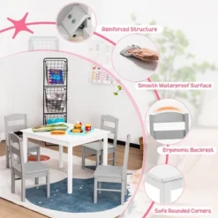 Costway Kids 5 Piece Table & Chair Set Wooden Children Activity Playroom Furniture Gift -Children Furniture Store GUEST 08acfae6 419a 4a02 9304 4e3c6e673a01