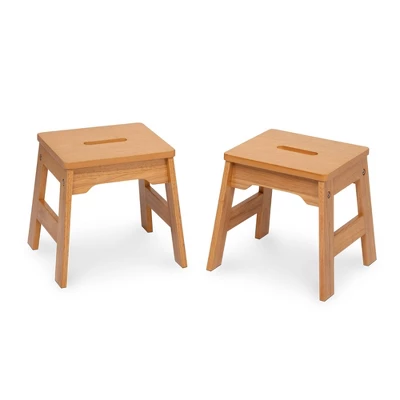 Melissa & Doug Wooden Stools - Set Of 2 - Natural 4 Melissa & Doug Wooden Stools - Set Of 2 - Natural - Image 2