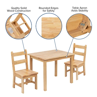 Emma And Oliver Kids 3 Piece Solid Hardwood Table And Chair Set For Playroom, Kitchen 12 Emma And Oliver Kids 3 Piece Solid Hardwood Table And Chair Set For Playroom, Kitchen - Image 10
