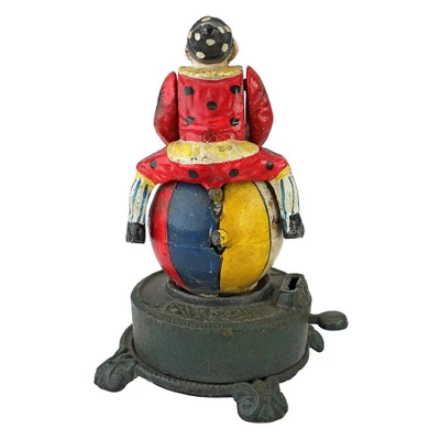 Design Toscano Spinning Acrobat Clown On Globe Authentic Iron Mechanical Bank 4 Design Toscano Spinning Acrobat Clown On Globe Authentic Iron Mechanical Bank - Image 2