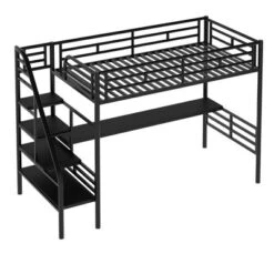 Metal Twin Size Loft Bed With Desk, Black - ModernLuxe -Children Furniture Store GUEST 0fba7b43 5338 471d 9e9a 0931239107e9