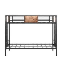 Twin Over Twin Metal Bunk Bed With Ladder And Full-Length Guardrail, Black-ModernLuxe 12 Twin Over Twin Metal Bunk Bed With Ladder And Full-Length Guardrail, Black-ModernLuxe -Children Furniture Store GUEST 11d303e1 4769 4429 af66 2b380238c2ef