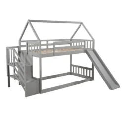 Twin Over Twin Bunk Bed In House Shape With Slide And Storage Staircase-ModernLuxe 13 Twin Over Twin Bunk Bed In House Shape With Slide And Storage Staircase-ModernLuxe -Children Furniture Store GUEST 146cb130 2899 4661 9f99 782c8892104d