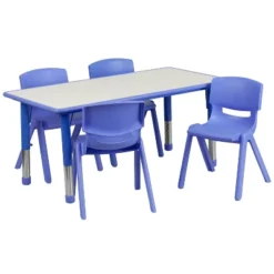 Emma And Oliver 23.625"W X 47.25"L Rectangular Plastic Height Adjustable Activity Table Set With 4 Chairs 23 Emma And Oliver 23.625"W X 47.25"L Rectangular Plastic Height Adjustable Activity Table Set With 4 Chairs -Children Furniture Store GUEST 1512f213 74b3 45b1 95fa 8f563fa9dc63
