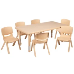 Emma And Oliver 24"W X 48"L Rectangular Plastic Height Adjustable Activity Table Set With 6 Chairs 23 Emma And Oliver 24"W X 48"L Rectangular Plastic Height Adjustable Activity Table Set With 6 Chairs -Children Furniture Store GUEST 152e16ac 087a 4bb9 bfdd f934b24f833d