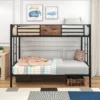 Twin Over Twin Metal Bunk Bed With Ladder And Full-Length Guardrail, Black-ModernLuxe 2 Twin Over Twin Metal Bunk Bed With Ladder And Full-Length Guardrail, Black-ModernLuxe -Children Furniture Store GUEST 16632703 9357 4622 86ad 4d1949588ad8