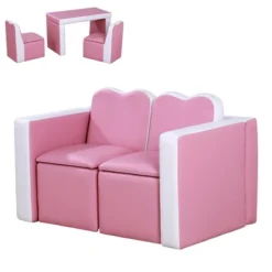 Qaba Kids Sofa Set 2-in-1 Multi-Functional Toddler Table Chair Set 2 Seat Couch Storage Box Soft Sturdy 19 Qaba Kids Sofa Set 2-in-1 Multi-Functional Toddler Table Chair Set 2 Seat Couch Storage Box Soft Sturdy -Children Furniture Store GUEST 16eec4b8 0836 41fc 9512 f7398b1087ff