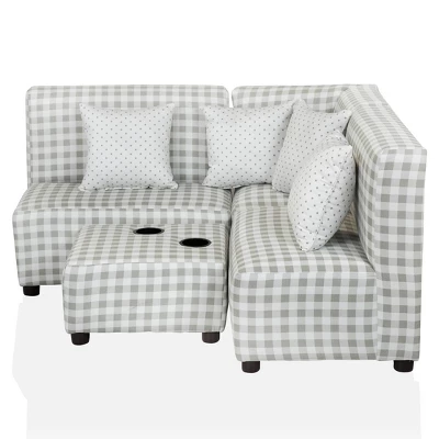 Tibbetts Kids' Sectional With Ottoman Gray/White - HOMES: Inside + Out 4 Tibbetts Kids' Sectional With Ottoman Gray/White - HOMES: Inside + Out - Image 2