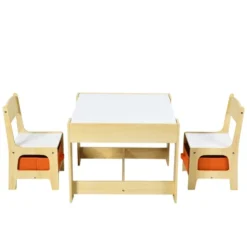 Costway Kids Table Chairs Set With Storage Boxes Blackboard Whiteboard Drawing GreyNature -Children Furniture Store GUEST 190d4cc4 df34 490c a6ee 74817933076c