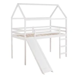 Twin Size House Shape Loft Bed With Slides, White - ModernLuxe -Children Furniture Store GUEST 193a646d 49dd 4d63 9ade df4e43aa09f2
