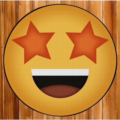 Deerlux Emoji Style Round Funny Smiley Face Kids Area Rug, Star Eyes Emoji Rug 6 Deerlux Emoji Style Round Funny Smiley Face Kids Area Rug, Star Eyes Emoji Rug - Image 4