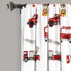 Children Furniture Store 40 52"x84" Make A Wish Fire Truck Window Curtain Panels Set - Lush Décor