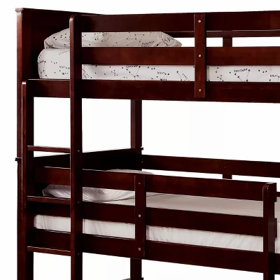 HOMES: Inside + Out Triple Twin Kids' Reece Bunk Bed Dark Walnut - IoHOMES 4 HOMES: Inside + Out Triple Twin Kids' Reece Bunk Bed Dark Walnut - IoHOMES - Image 2