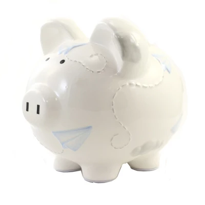 Bank Paper Airplane Piggy Bank - One Bank 7.75 Inches - Money Savings - 36906. - Ceramic - White 5 Bank Paper Airplane Piggy Bank - One Bank 7.75 Inches - Money Savings - 36906. - Ceramic - White - Image 3