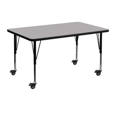 Flash Furniture Mobile 30''W X 48''L Rectangular Thermal Laminate Activity Table - Height Adjustable Short Legs 4 Flash Furniture Mobile 30''W X 48''L Rectangular Thermal Laminate Activity Table - Height Adjustable Short Legs - Image 2