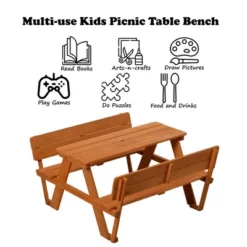 Gardenised Wooden Kids Picnic Table Bench With Backrest, Outdoor Children's Backyard Table, Crafting, Dining, And Playtime Patio Table 12 Gardenised Wooden Kids Picnic Table Bench With Backrest, Outdoor Children's Backyard Table, Crafting, Dining, And Playtime Patio Table -Children Furniture Store GUEST 1e1cee51 24c4 447c a92a 17a44c74e7b8