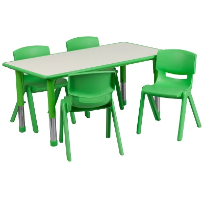 Emma And Oliver 23.625"W X 47.25"L Rectangular Plastic Height Adjustable Activity Table Set With 4 Chairs 12 Emma And Oliver 23.625"W X 47.25"L Rectangular Plastic Height Adjustable Activity Table Set With 4 Chairs - Image 10