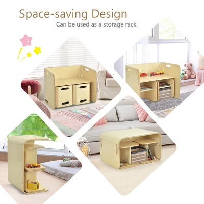 Costway 3 Piece Kids Wooden Table & Chair Set Children Multipurpose Homeschool Furniture 7 Costway 3 Piece Kids Wooden Table & Chair Set Children Multipurpose Homeschool Furniture - Image 5