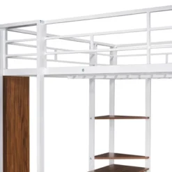 Full Size Metal Loft Bed With 2 Shelves And One Desk - ModernLuxe -Children Furniture Store GUEST 1ed04333 e656 40ac 8a88 4b5483f3eaa4