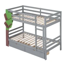 Twin-Over-Twin Bunk Bed With A Tree Decor And Two Storage Drawers-ModernLuxe 19 Twin-Over-Twin Bunk Bed With A Tree Decor And Two Storage Drawers-ModernLuxe -Children Furniture Store GUEST 20cfa0a5 7ab5 4816 a662 9fefcaa108ef