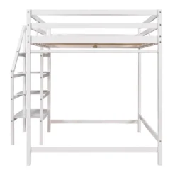 Full Size Loft Bed With Staircase And Safety Guardrails Gray/White-ModernLuxe 22 Full Size Loft Bed With Staircase And Safety Guardrails Gray/White-ModernLuxe -Children Furniture Store GUEST 232b8b5b 0499 4757 b8a7 832722695bb8