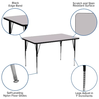 Emma And Oliver 30x48 Rectangle Laminate Adjustable Activity Table 9 Emma And Oliver 30x48 Rectangle Laminate Adjustable Activity Table - Image 7
