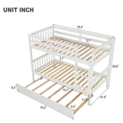Twin Over Twin Wood Bunk Bed With Trundle, Safety Rail And Ladder-ModernLuxe 12 Twin Over Twin Wood Bunk Bed With Trundle, Safety Rail And Ladder-ModernLuxe -Children Furniture Store GUEST 294d3ef3 d997 4fb0 af8d 260dd23ebb84