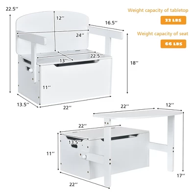 Costway 3-in-1 Kids Convertible Storage Bench Wood Activity Table And Chair Set 11 Costway 3-in-1 Kids Convertible Storage Bench Wood Activity Table And Chair Set - Image 9