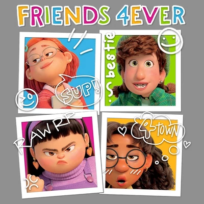 Women's Turning Red Friends 4Eva Polaroids Racerback Tank Top 3 Women's Turning Red Friends 4Eva Polaroids Racerback Tank Top