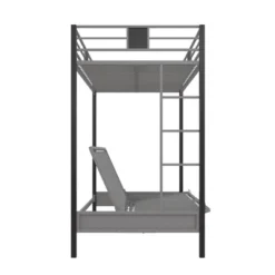 Twin Over Futon Maxence Metal Bunk Bed Silver/Black - Room & Joy -Children Furniture Store GUEST 2acbb000 e93e 4a17 a72c 5893f0c0352a