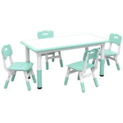 Qaba Kids Table And Chair Set With 4 Chairs, Adjustable Height, Easy To Clean Table Surface, For 1.5 - 5 Years Old 14 Qaba Kids Table And Chair Set With 4 Chairs, Adjustable Height, Easy To Clean Table Surface, For 1.5 - 5 Years Old -Children Furniture Store GUEST 2b8852fb 0182 4bed 96d3 4619727e9afc