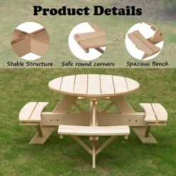 Gardenised Wooden Kids Round Picnic Table Bench, Outdoor Children's Backyard Table, Crafting, Dining, And Playtime Patio Table 13 Gardenised Wooden Kids Round Picnic Table Bench, Outdoor Children's Backyard Table, Crafting, Dining, And Playtime Patio Table -Children Furniture Store GUEST 2c0935f9 3882 4be9 8f75 5f1b18537344