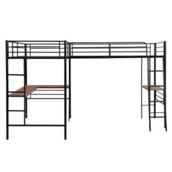 Metal Twin Size Loft Bed With Two Built-in Desks, Black - ModernLuxe -Children Furniture Store GUEST 2ca544d5 0cdc 4769 a41c 97eade787cdf