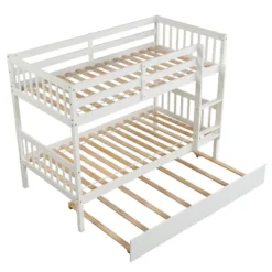 Twin Over Twin Wood Bunk Bed With Trundle, Safety Rail And Ladder-ModernLuxe 13 Twin Over Twin Wood Bunk Bed With Trundle, Safety Rail And Ladder-ModernLuxe -Children Furniture Store GUEST 2e553038 67a6 472d 89e5 e510249e0124