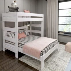 Max & Lily Farmhouse Twin Over Queen L-Shaped Bunk Bed