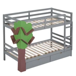 Twin-Over-Twin Bunk Bed With A Tree Decor And Two Storage Drawers-ModernLuxe 16 Twin-Over-Twin Bunk Bed With A Tree Decor And Two Storage Drawers-ModernLuxe -Children Furniture Store GUEST 32c649a9 f94f 497d 8e74 536858bda2d6