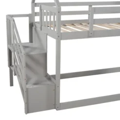 Twin Over Twin Bunk Bed In House Shape With Slide And Storage Staircase-ModernLuxe 18 Twin Over Twin Bunk Bed In House Shape With Slide And Storage Staircase-ModernLuxe -Children Furniture Store GUEST 3321686e f05a 4c7a 958e b941b0671e5c