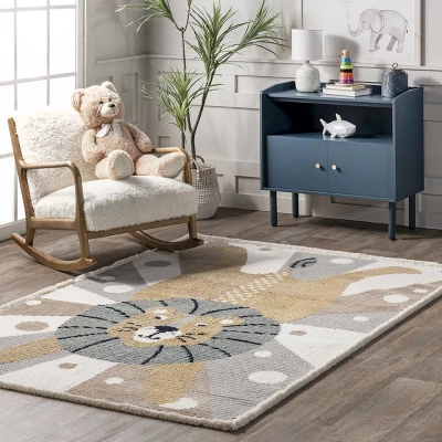 Brodie Cheerful Lion Kids Area Rug 3 Brodie Cheerful Lion Kids Area Rug