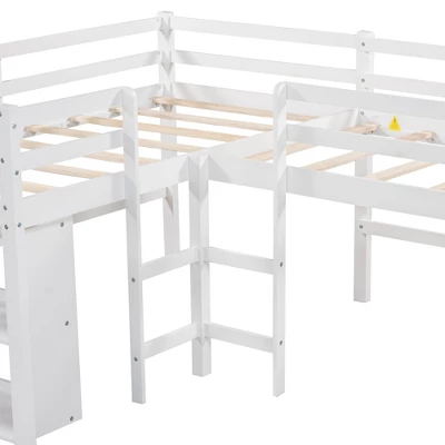 Twin Size L-Shaped Loft Bed With Movable Two-Tier Shelves And Slide - ModernLuxe 11 Twin Size L-Shaped Loft Bed With Movable Two-Tier Shelves And Slide - ModernLuxe - Image 9