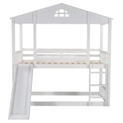 Twin Over Twin House Shaped Bunk Bed With Convertible Slide And Ladder-ModernLuxe -Children Furniture Store GUEST 364ee82c 7875 4aec 92d1 0f8176f78e9a