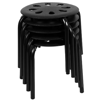 Emma And Oliver Plastic Nesting Stack Stools - Classroom/Home, 11.5"Height (5 Pack) 11 Emma And Oliver Plastic Nesting Stack Stools - Classroom/Home, 11.5"Height (5 Pack) - Image 9